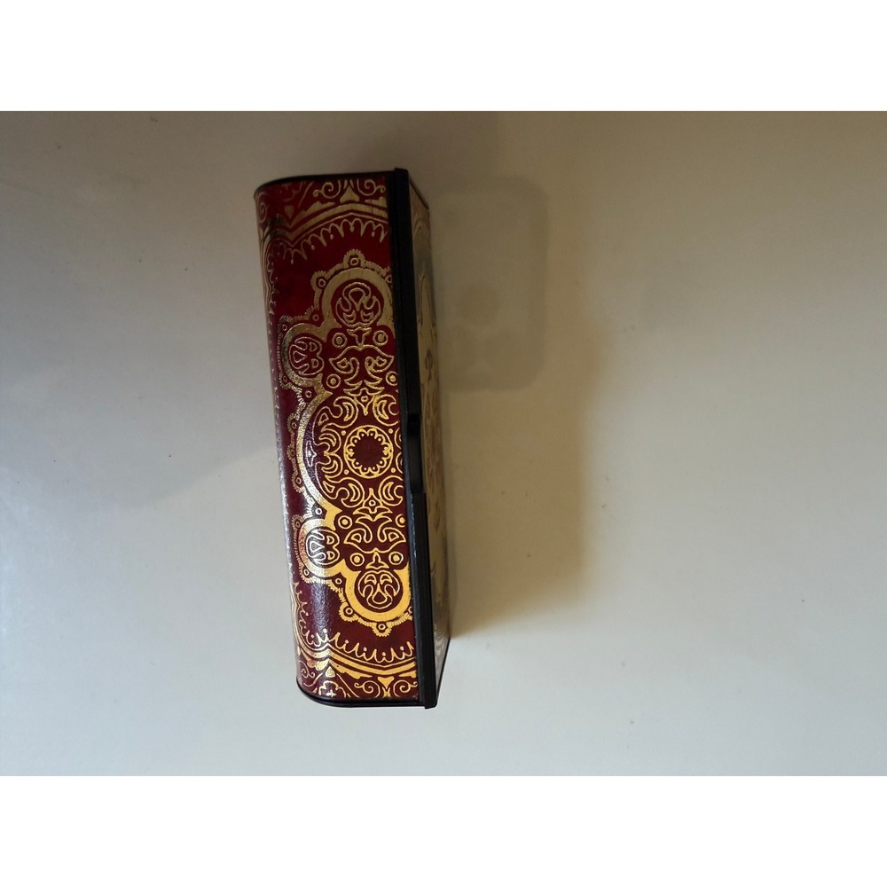 Vintage Italian Lipstick Case Gold Filigree Red Velvet Lining Mirror Made Italy